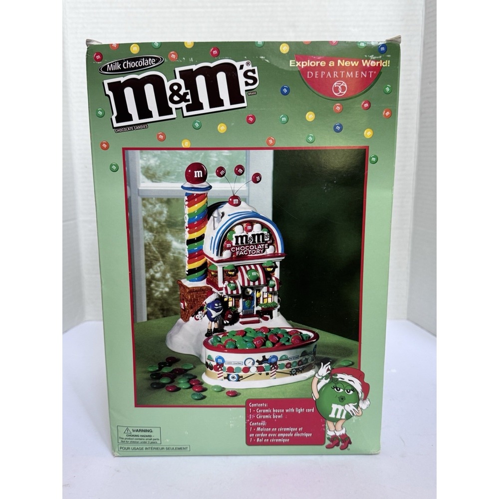 *RARE* VTG Dept 56 M&M's Chocolate Candy Factory Lighted House w/Dish + M&M Tree